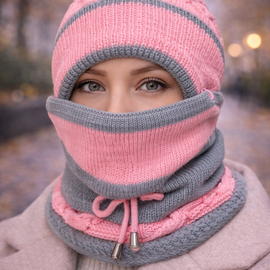 Conjunto Invierno 3 en 1 : gorro cuello y mascarilla