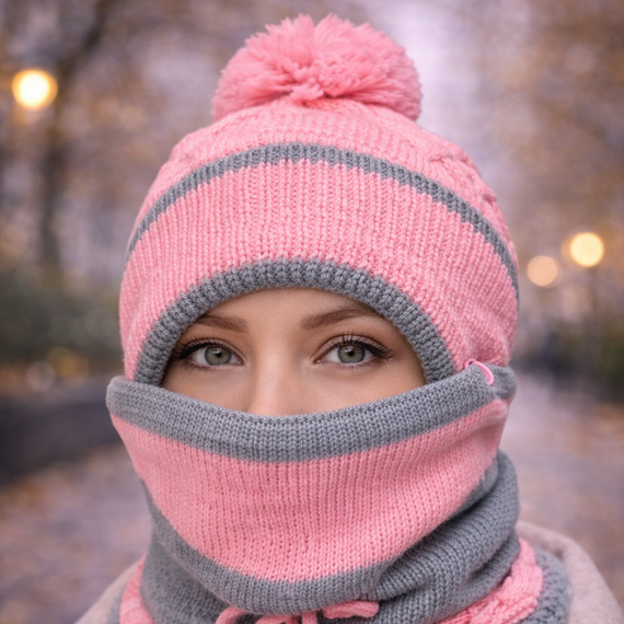 Conjunto Invierno 3 en 1 : gorro cuello y mascarilla