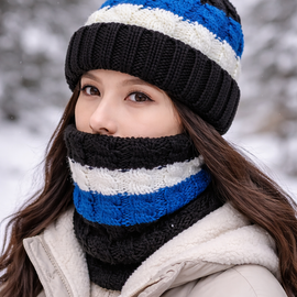 Conjunto Gorro y Cuello Tricolor unisex