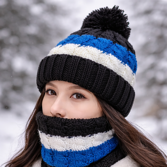 Conjunto Gorro y Cuello Tricolor unisex