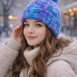 Gorro de lana jaspeado Trenzado
