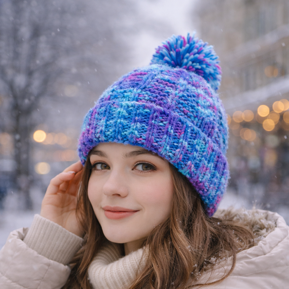 Gorro de lana jaspeado Trenzado