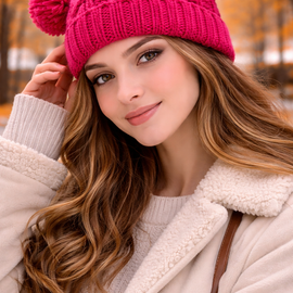 Gorro de lana dos pompones trenzado