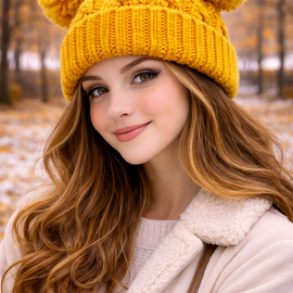 Gorro de lana con pompones