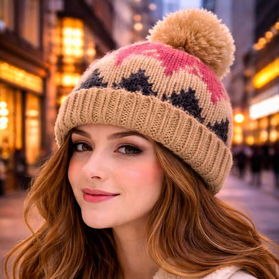 Gorro de Lana Diseño Triángulos