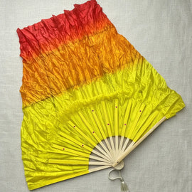 Abanico De Danza - Diseño De Seda Elegante Tricolor De 1.15m