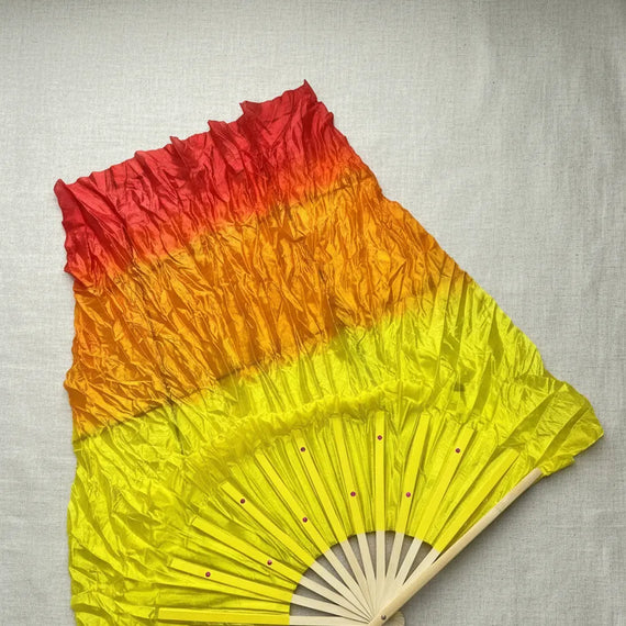 Abanico De Danza - Diseño De Seda Elegante Tricolor De 1.15m