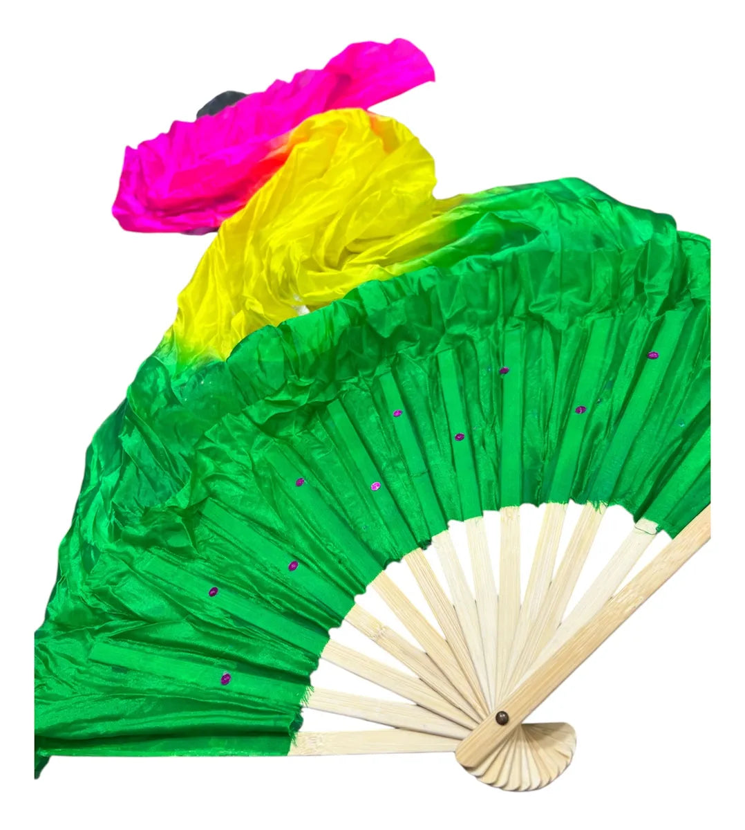 Abanico De Danza- Multicolor De Seda- 1.42m Diseño Elegante