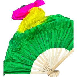 Abanico De Danza- Multicolor De Seda- 1.42m Diseño Elegante