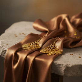 Set Collar Y Aros Danza Vientre- Árabe- Monedas Dorado