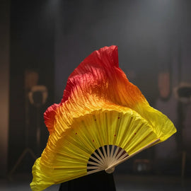 Abanico De Danza - Diseño De Seda Elegante Tricolor De 1.15m