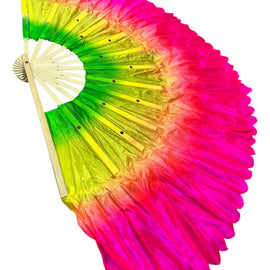 Abanico- De Danza- Tricolor De Seda Diseño Elegante De 48cm