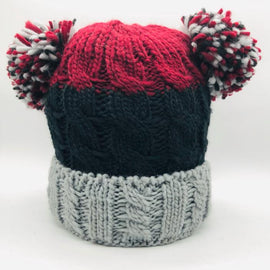 Gorro de Lana Jaspeado con Dos Pompones