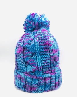 Gorro de lana jaspeado trenzado