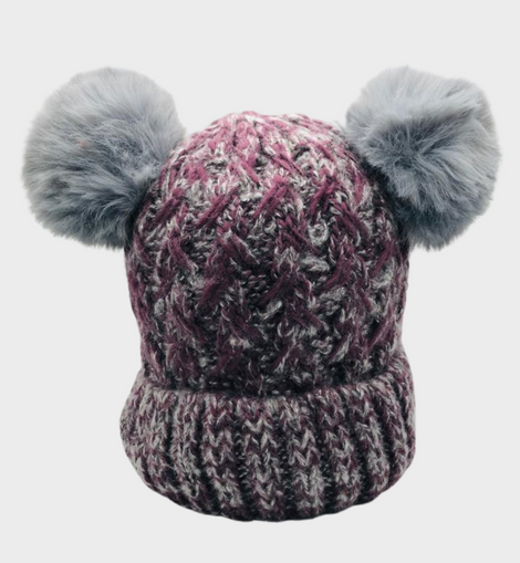 Gorro con Dos Pompones Jaspeado