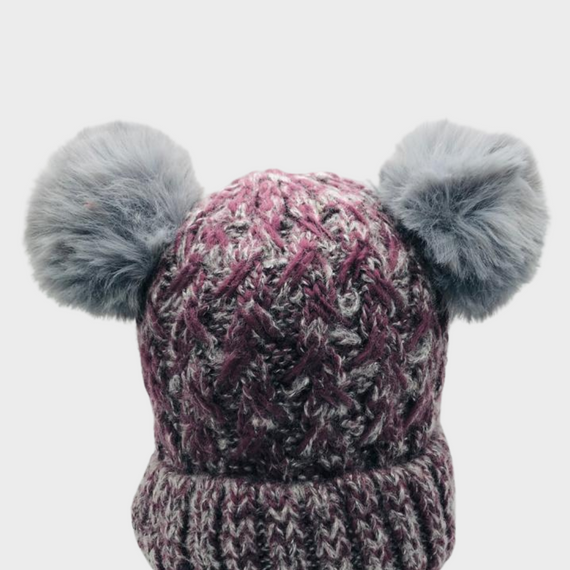 Gorro con Dos Pompones Jaspeado