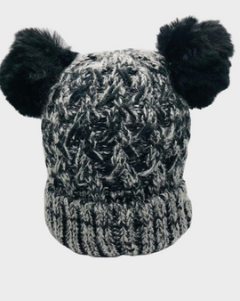 Gorro con Dos Pompones Jaspeado